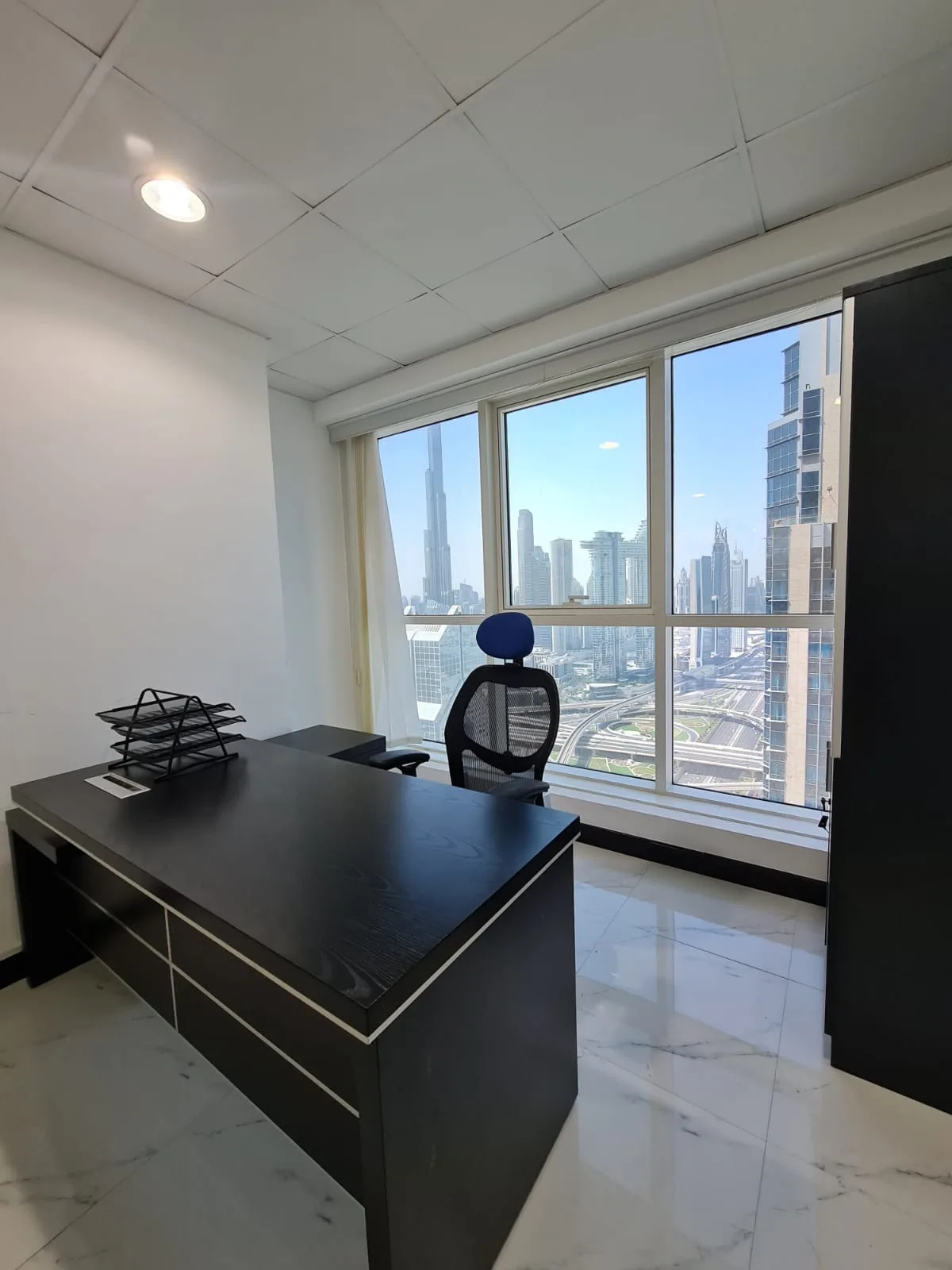 Office desk with Burj Khalifa view